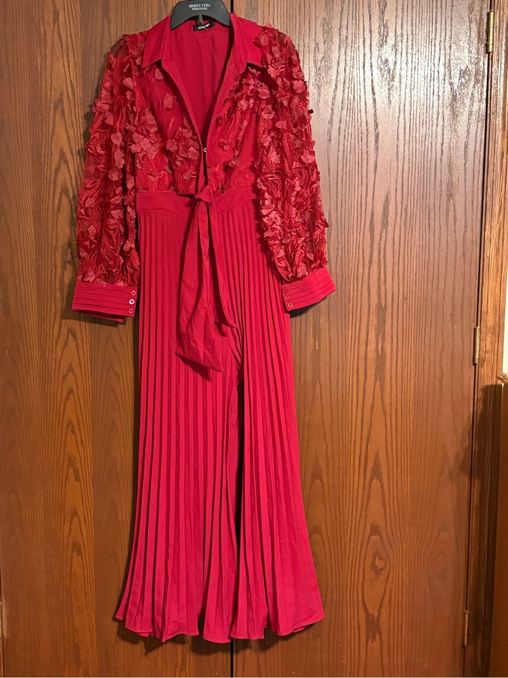 chicme Red Collared Button-Up Jumpsuit XL